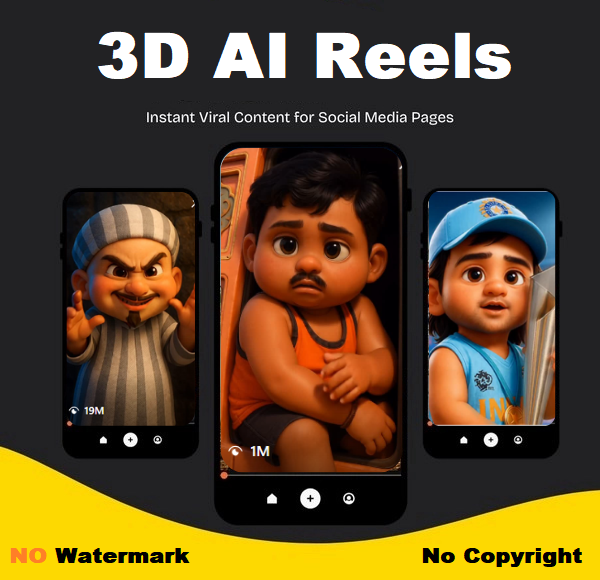 3d AI Real Cartoon Reels Bundle Funny Reels